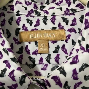 Ellen Tracy Shoe Print Blouse